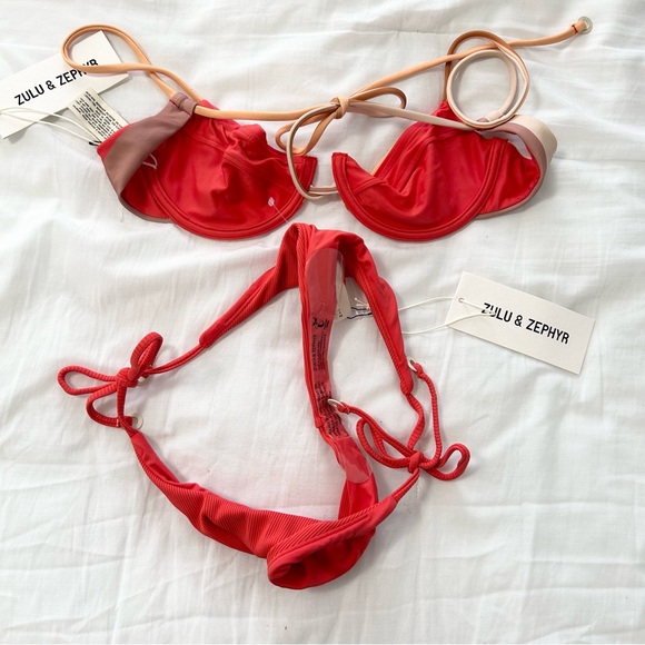 Zulu & Zephyr Sun Stripe Balconette Swim Set US 4 - Picture 5 of 6